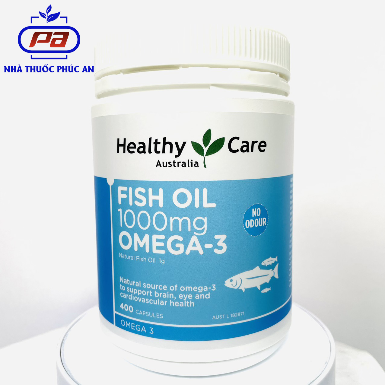 Viên uống dầu cá Omega 3 Healthy Care Fish Oil 400 viên giúp bổ não, tim mạch, huyết áp