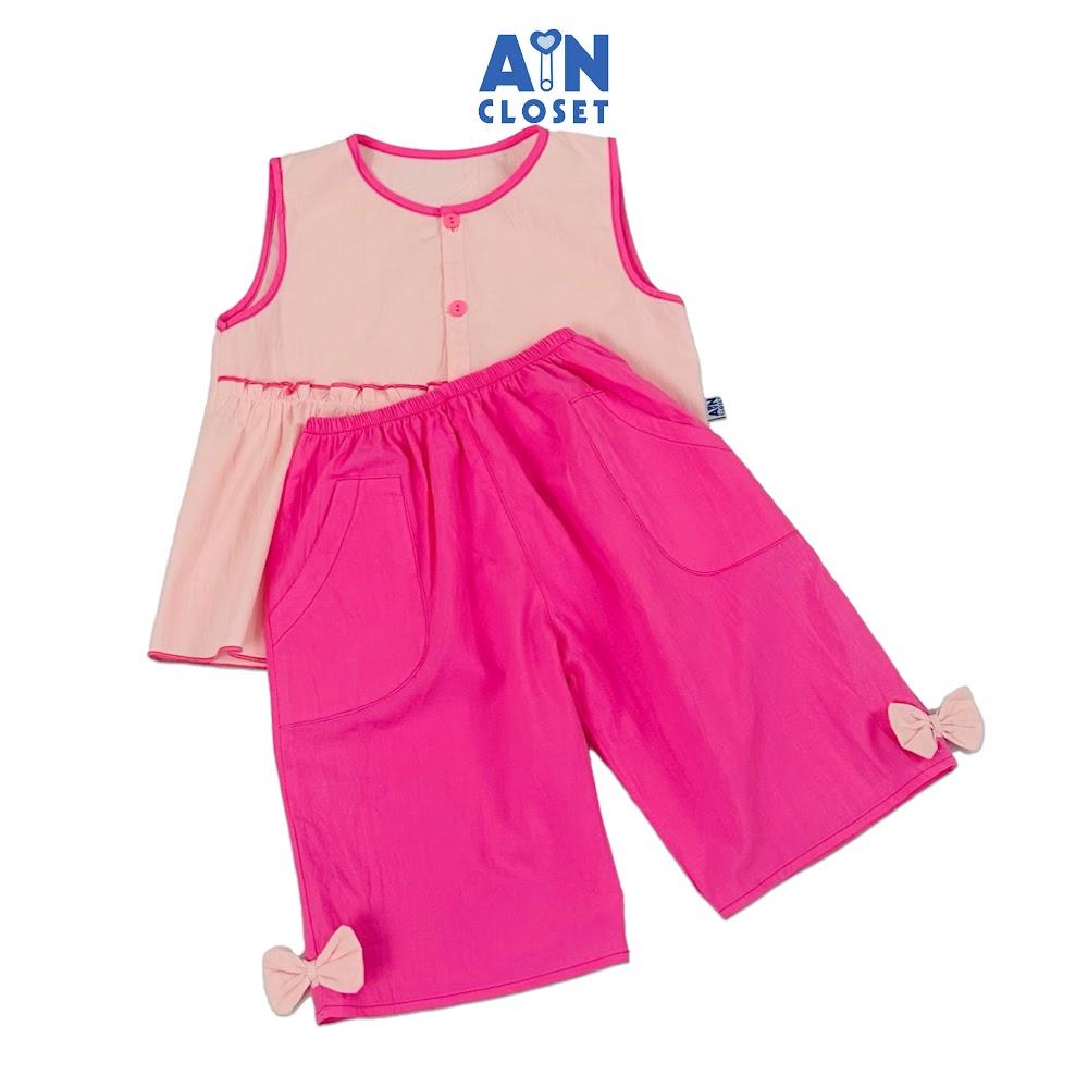Bộ quần áo Lửng bé gái họa tiết Bèo Hồng Nơ cotton - AICDBGMZ6CG8 - AIN Closet