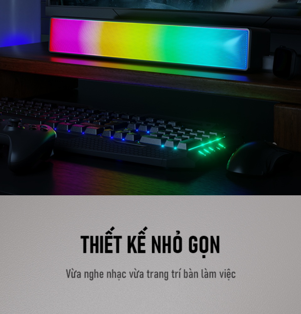 Loa bluetooth thanh soundbar Robot RB580 công suất lớn 10W LED RGB để bàn bass mạnh âm thanh hay pin lâu hỗ trợ thẻ nhớ TF - Hàng Chính Hãng