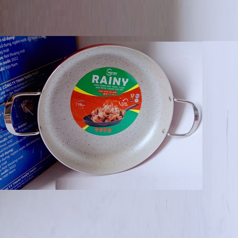 CHẢO CHỐNG DÍNH RAINY 2 QUAI INOX ROYAL 2.2 LY -22 và 24cm- Hàng Chính Hãng