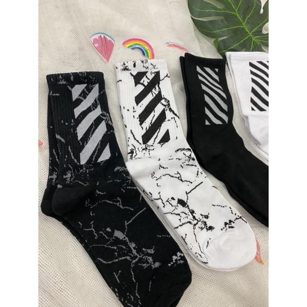 Tất vớ cổ cao thể thao nam nữ cotton OFF WHITE thấm hút mồ hôi mềm mịn unisex