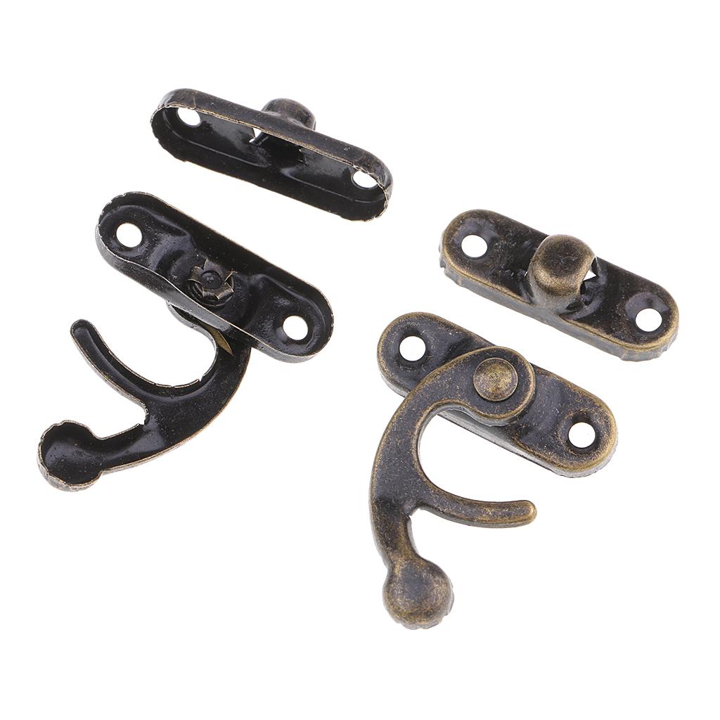 20 Sets Antique Decorative Cabinet Jewelry Box Wooden Box Hasp Latch Hook Lock Clasp Fasteners With Screws