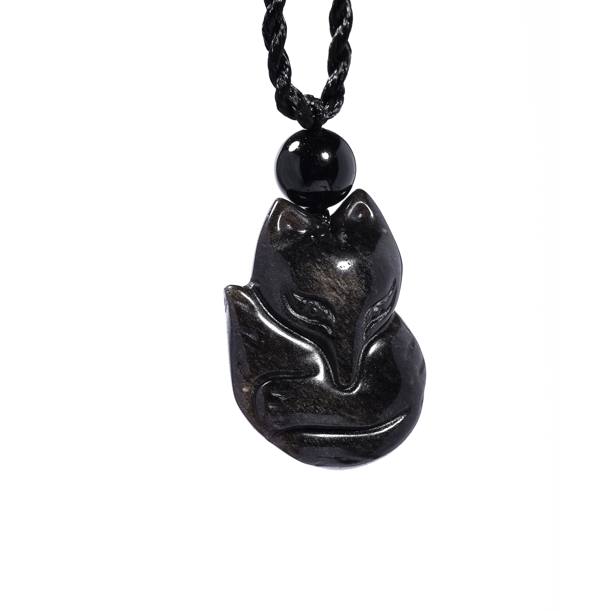 Mặt dây chuyền Hồ Ly Obsidian Bóng - Hợp mệnh Thủy, Mộc - Sản phẩm được tặng kèm dây đeo | VietGemstones