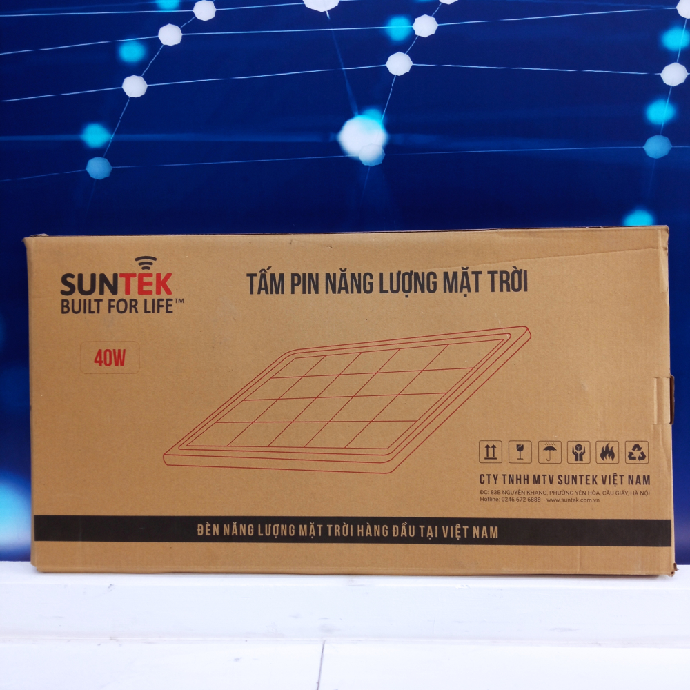 Tấm Pin Năng Lượng Mặt Trời SUNTEK SP-P 40W/6V - Chống Nước/Bụi | Tuổi thọ từ 15 đến 20 năm - Hàng Chính Hãng