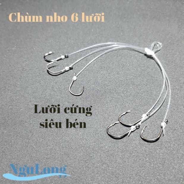 Lưỡi câu chùm nho 6 lưỡi câu y hình câu cá tra , cá trê , cá chim v.v lưỡi cực kỳ sắc bén y hình ....