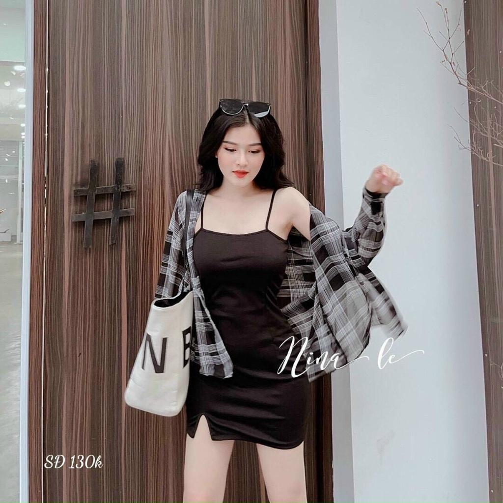 Đầm hai dây kèm khoác thời trang nữ xinh xắn hot teen