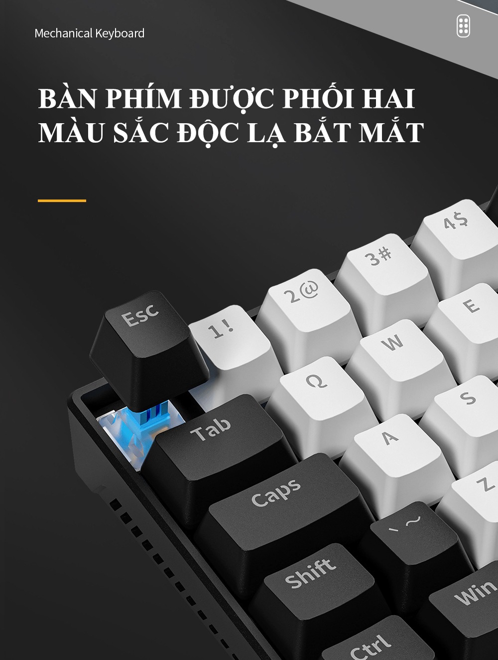 Bàn phím cơ Blue Switch ZIFRIEND KA6406 với thiết kế mini size vô cùng nhỏ gọn kèm theo đèn led RGB - HÀNG CHÍNH HÃNG