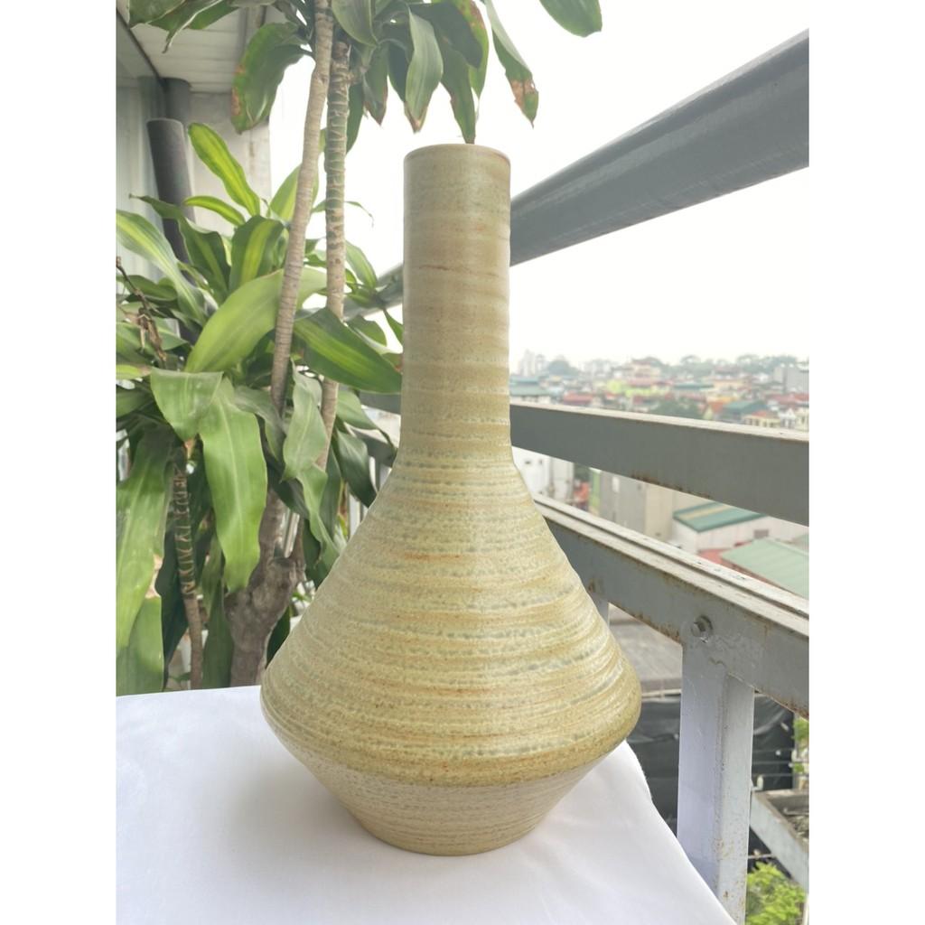 BÌNH HOA BÁT TRÀNG CAO CẤP MEN HỎA BIẾN MÀU VÀNG GỖ ĐỘC ĐÁO