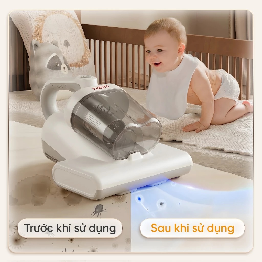 Máy hút bụi giường nệm cầm tay Masuto MSDreamer - UV diệt khuẩn, 2 buồng lọc bụi Cyclone Hepa, lực hút mạnh 13000Pa - Hàng chính hãng