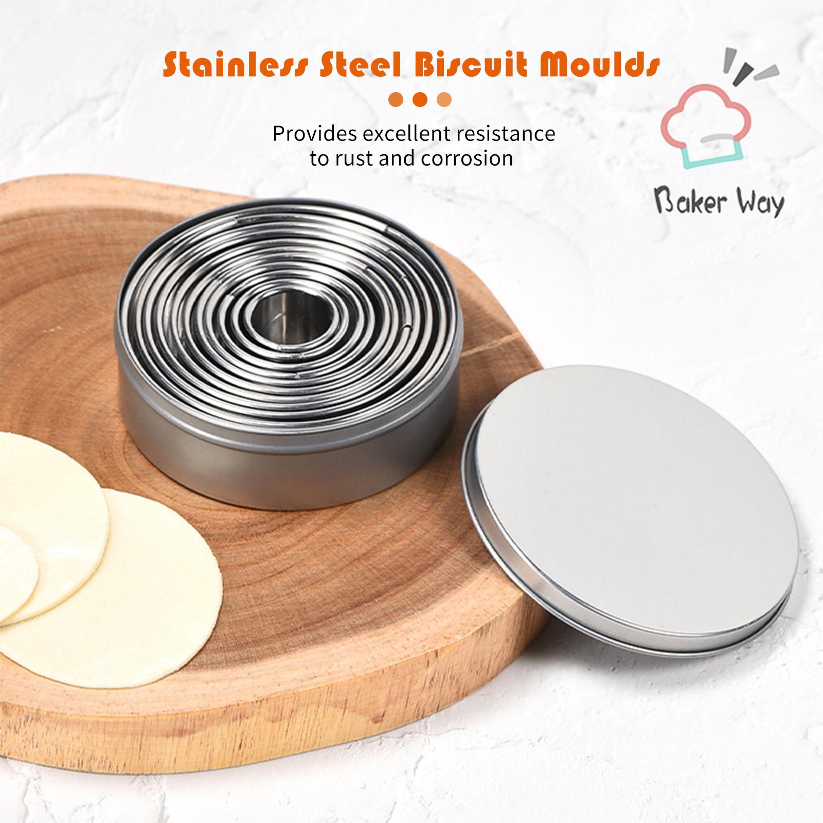 Round Biscuit Moulds Stainless Steel Cookie Biscuit Cutter DIY Baking Cake Mold Pastry Baking Tool