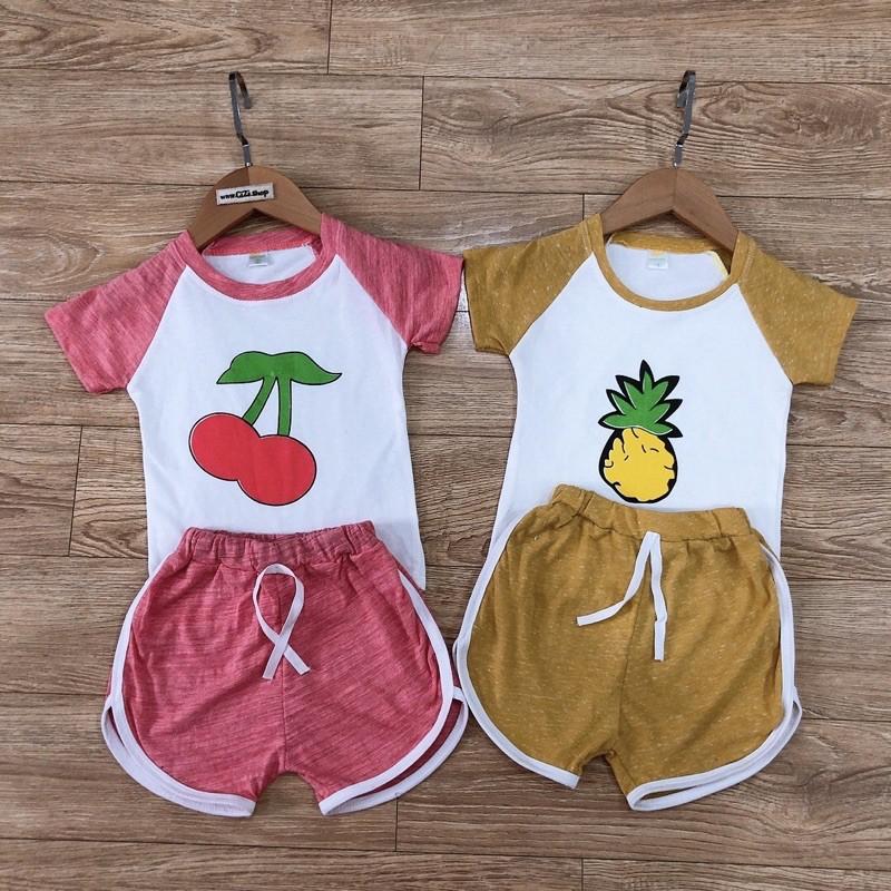 (8-18kg) Bộ cộc tay cotton mặc nhà hình hoa quả cho bé gái CiZi.shop