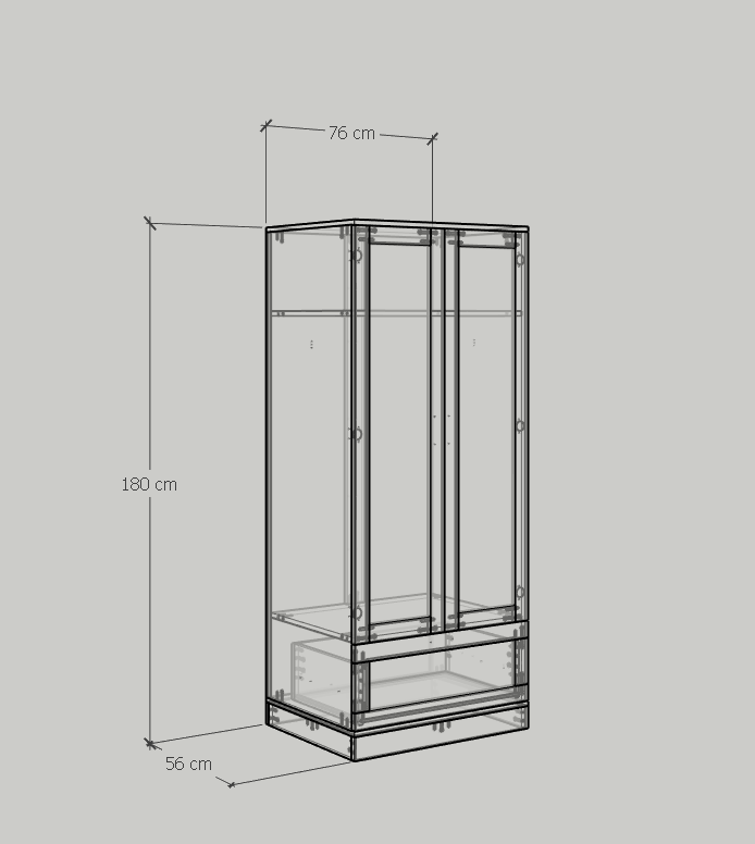 [Happy Home Furniture] SALY , Tủ treo quần áo tiện dụng,  76cm x 56cm x 180cm ( DxRxC), TCM_010