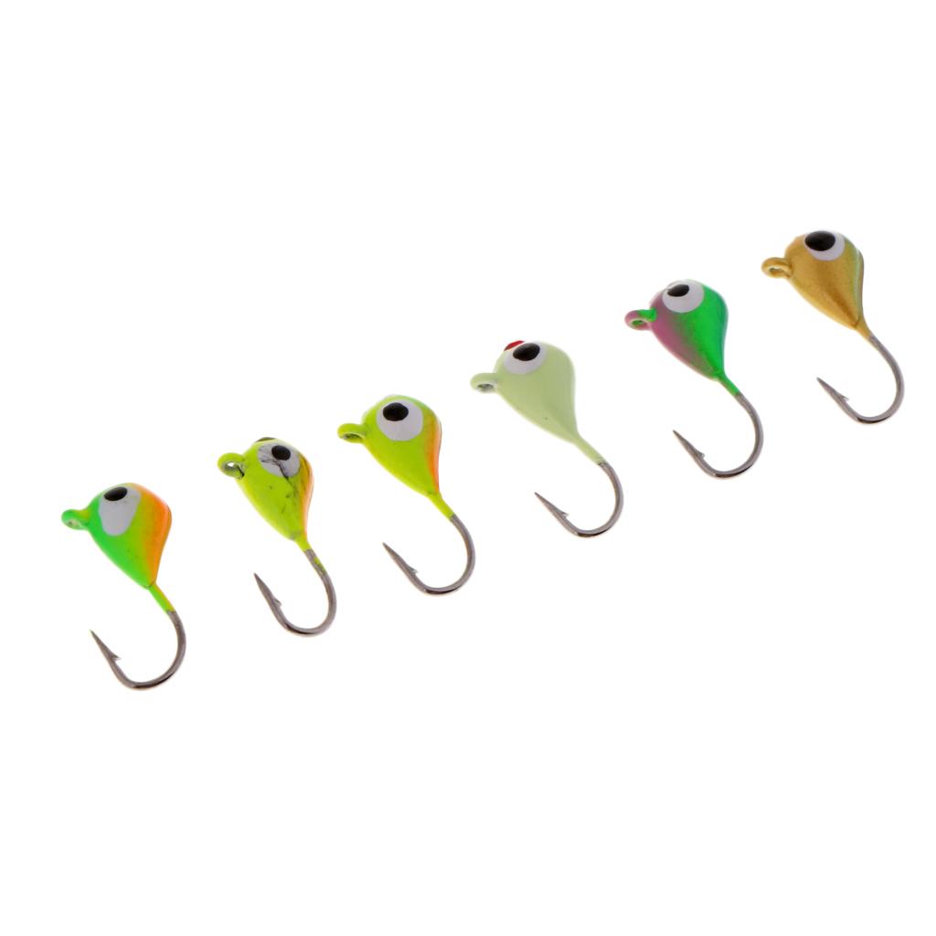 6pcs Ice Fishing Jigs Lure with Single Hook Jig Head Baits Artificial Bait