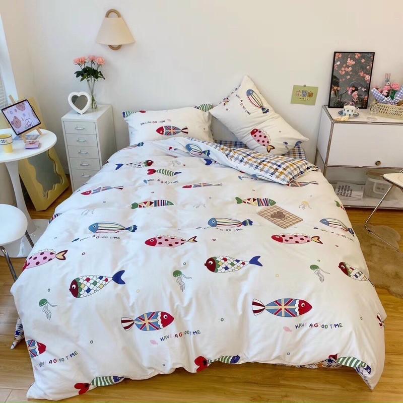 Bộ Chăn Ga Gối Cotton Living Hàng Nhập Khẩu Cao Cấp 4 Món Hình Đáng Yêu