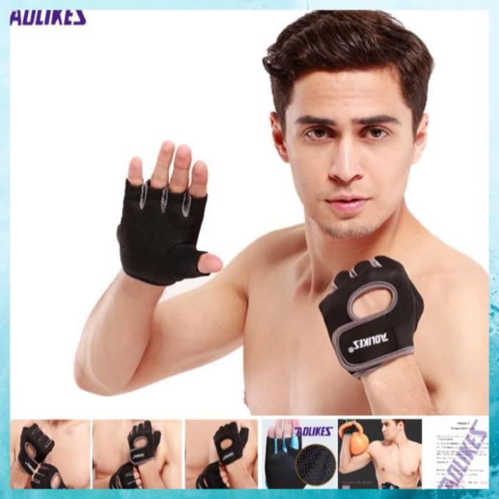 Găng Tay Tập Gym Thể Thao Hở Lưng Al 1678 Thoáng Khí, Bảo Vệ Bàn Tay Chống Trượt