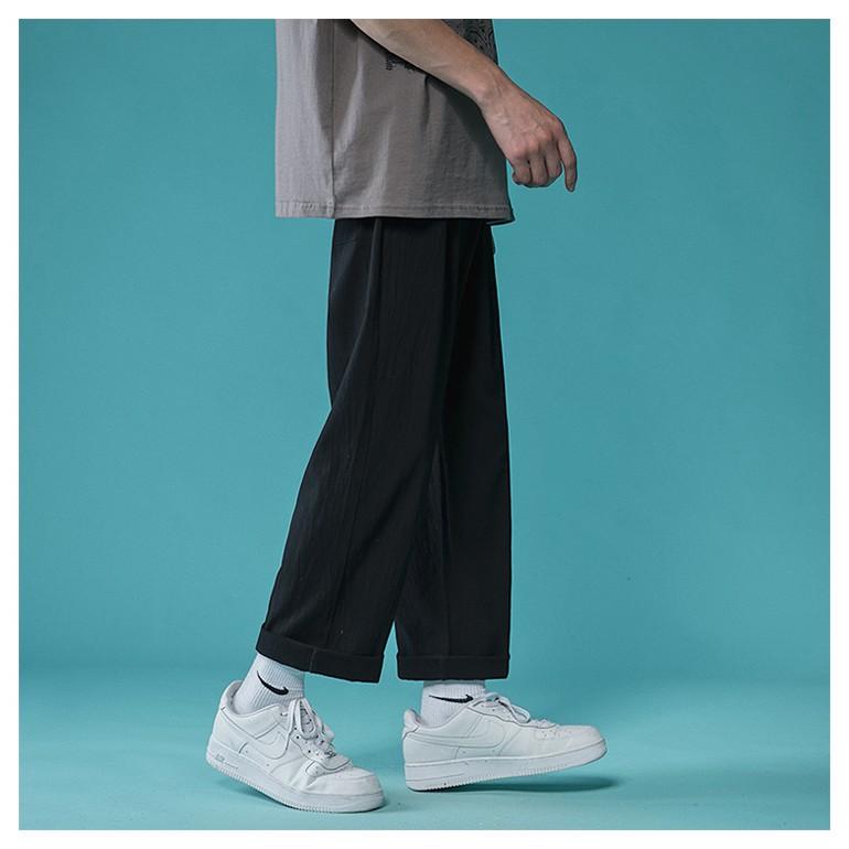 Quần Baggy Ống Rộng Vải Đũi Nam Nữ - Quần Đũi Lưng Thun Chất Liệu Đũi Xước Xắn Gấu 4 Màu Cực Đẹp