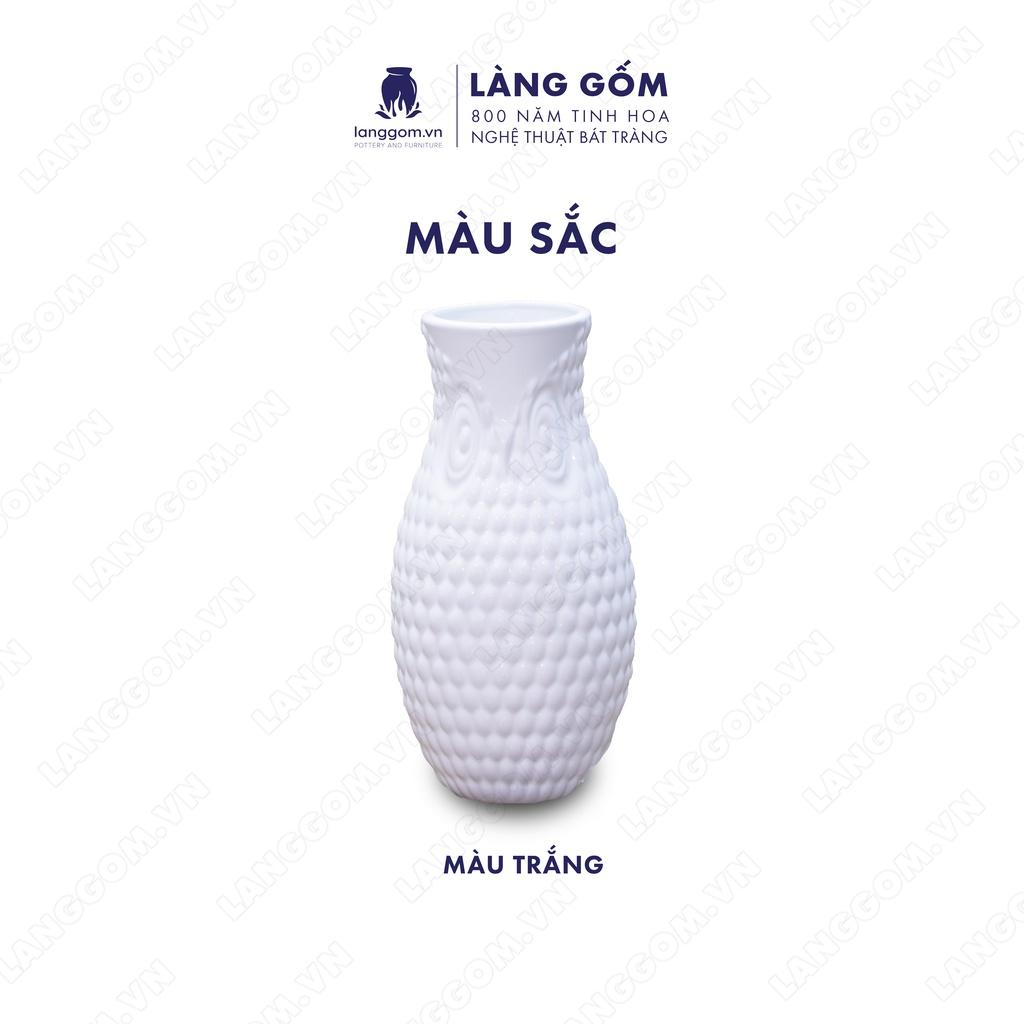 Bình hoa, lọ hoa Gốm sứ Bát Tràng cao cấp Men trắng cú cao dùng làm quà tặng, trang trí - Làng Gốm Bát Tràng