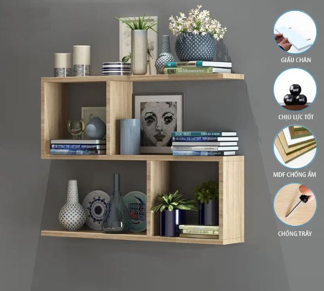 Kệ Gỗ Treo Tường 3 Tầng Juno Sofa CTKT36 KT 80/58 x 55 x 15cm