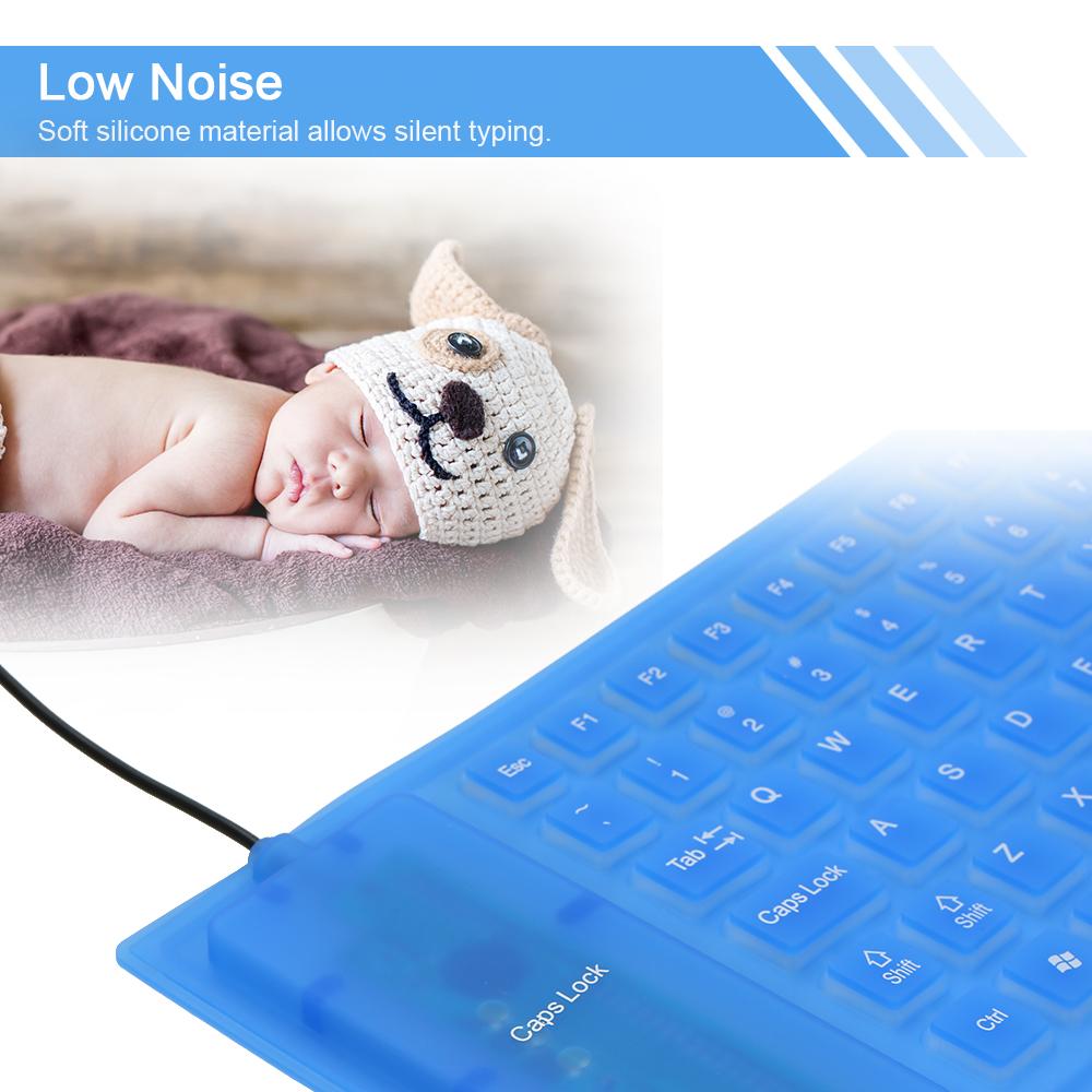 Bàn phím linh hoạt 85 Phím Giao diện USB Có thể gập lại và Di động Chống bụi Không thấm nước