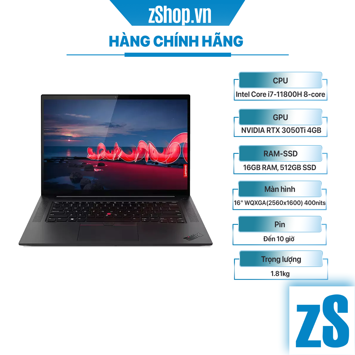 Laptop Lenovo ThinkPad X1 Extreme Gen 4 - Core i7-11800H, 16GB, 512GB, RTX 3050Ti, 16&quot; 2K (Hàng Chính Hãng