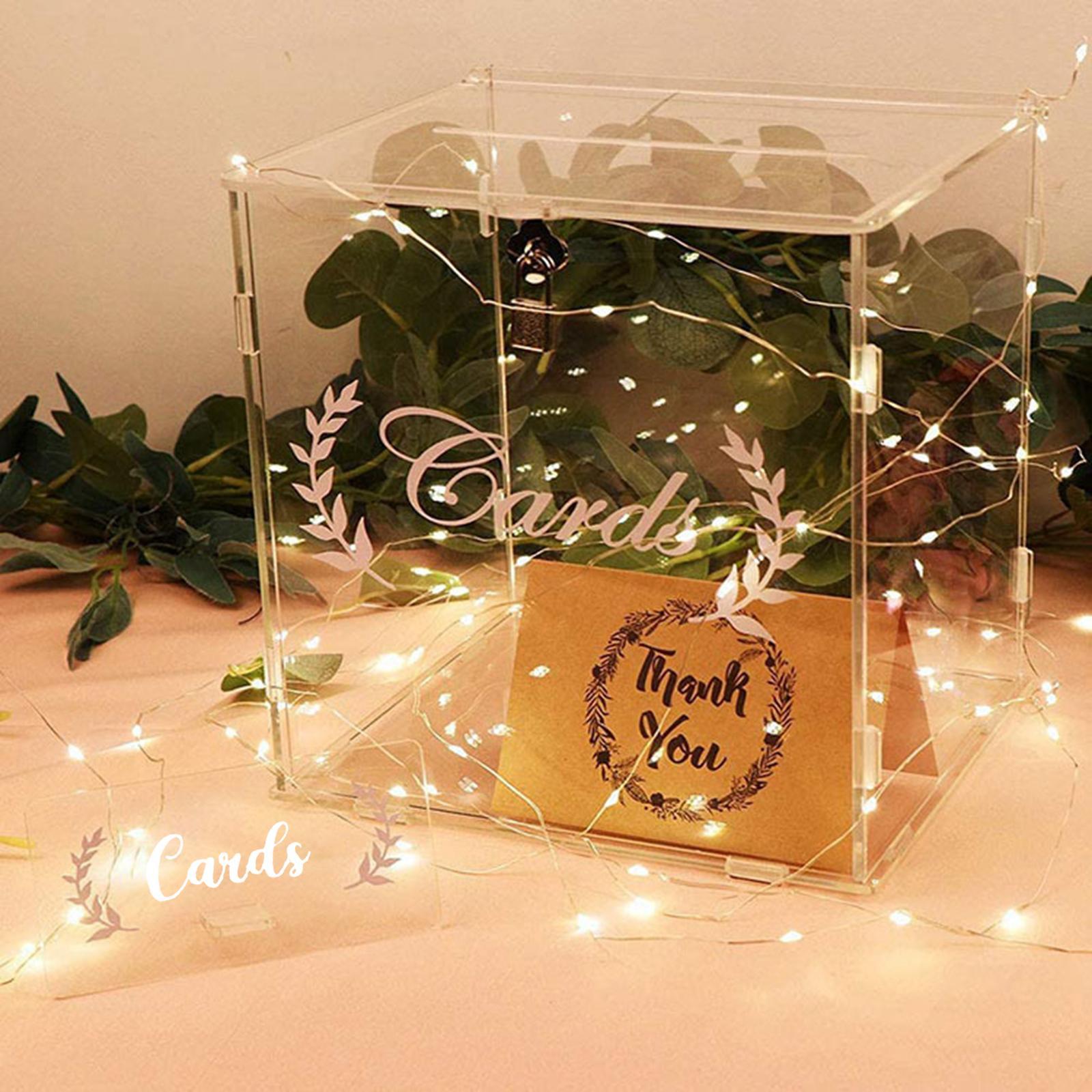 Acrylic Wedding Cards Box Money Gift Holder Box Decoration Wedding Keepsake Box with Lock for Wedding Reception Anniversary Graduation, 9.84x9.84''