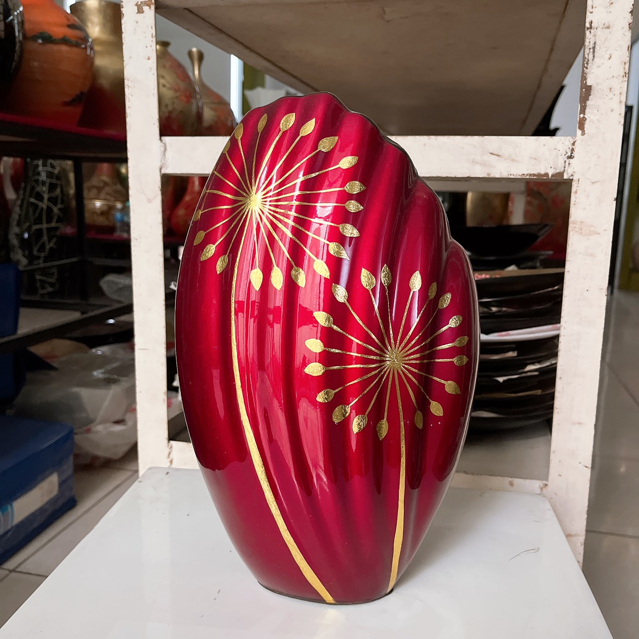 Bình sơn mài cao cấp Thanh Bình Lê - Bình vỏ sò size 35x21x14 cm / Nghệ Thuật- Độc Đáo - Sang Trọng