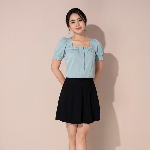 Áo kiểu sơ mi nữ cổ vuông, áo kiểu nữ nhún ngực TKFASHION SMKA147-20