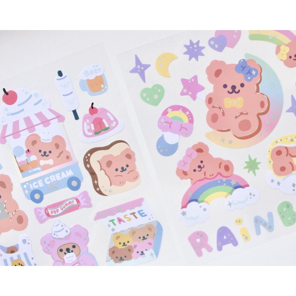 Tấm Sticker Hình Dán Gấu Twinkle Bear Kháng Nước