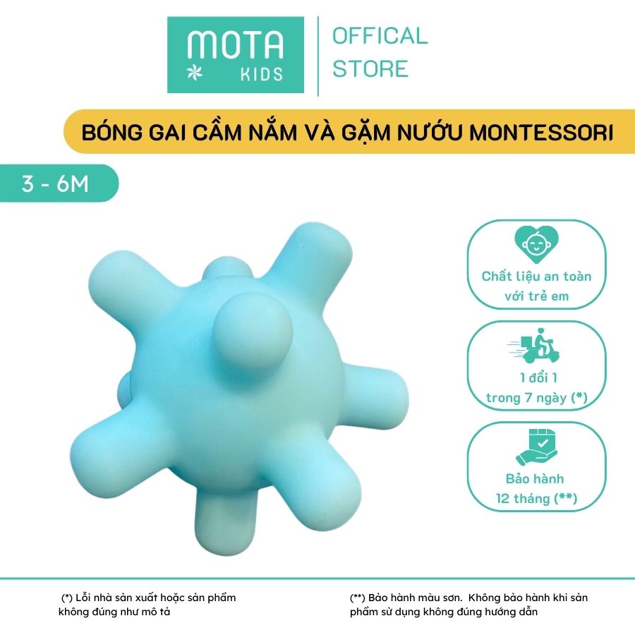 Đồ chơi bóng gai cầm nắm và gặm nướu cho bé 3-6 tháng Montessori Mota - Kích thích thị giác - Hàng chính hãng