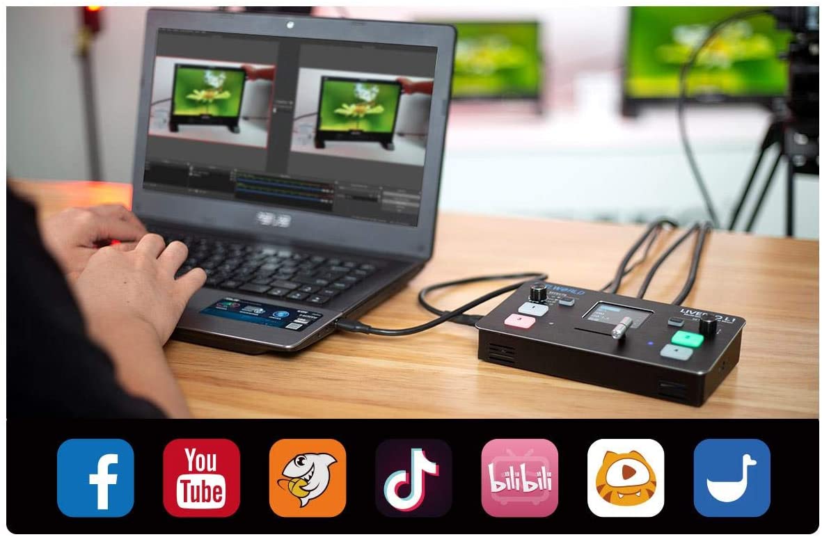 Feelworld LivePro L1, Bàn Trộn Video Chuyên Nghiệp, 4 Đầu Vào HDMI USB 3.0, Màn Hình LCD Trực Tiếp - Hàng Chính Hãng