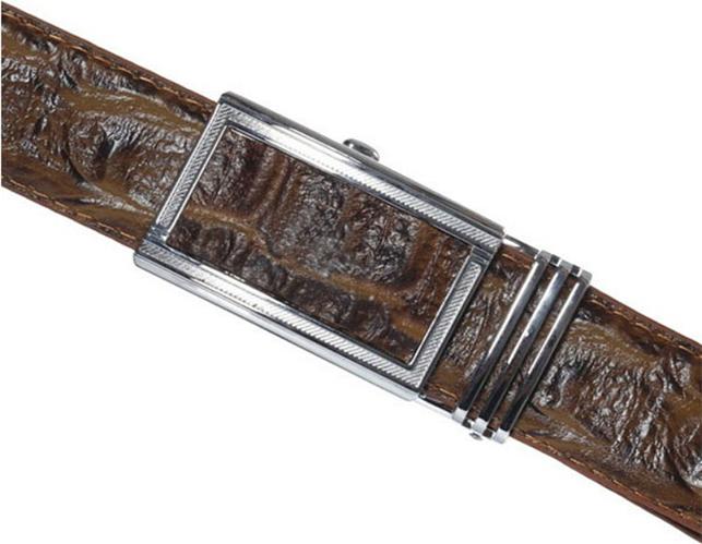 Thắt Lưng Nam Vân Cá Sấu Huy Hoàng HT4118  - Nâu