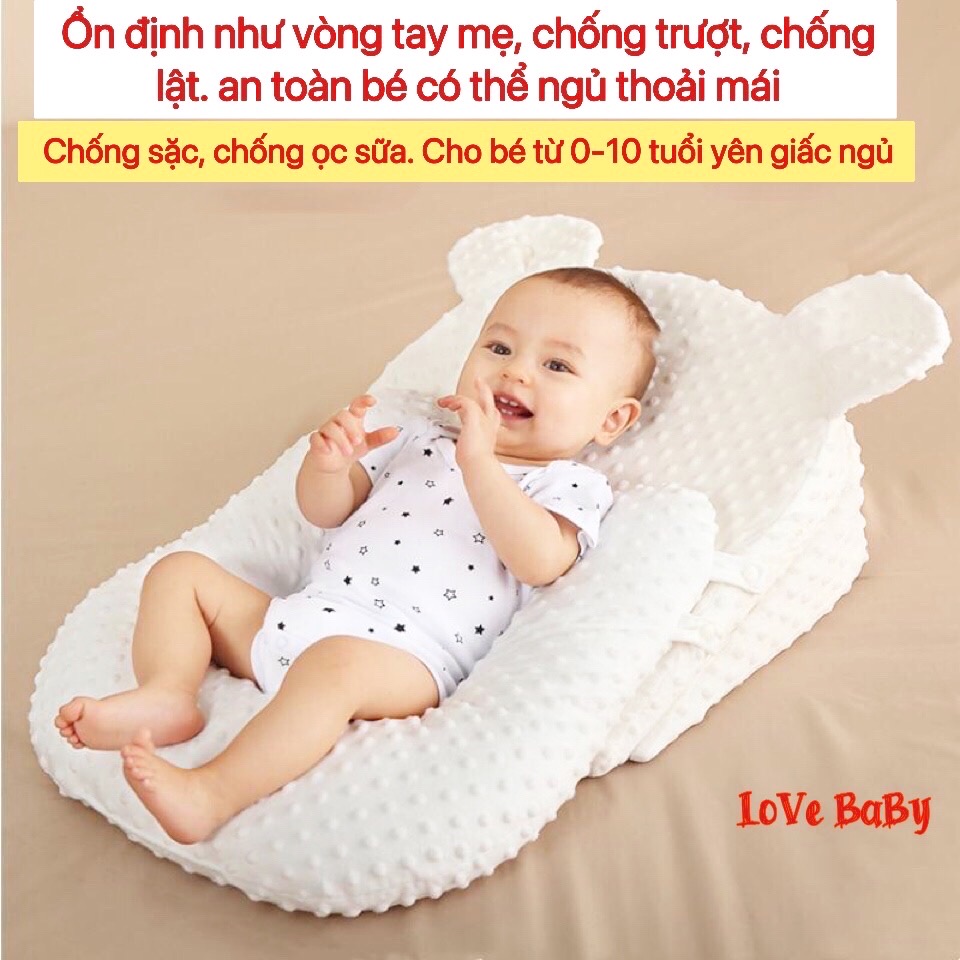 Gối chống trào ngược cho bé cao cấp, Gối chống sặc cho bé và đệm định hình ngủ đúng tư thế - MK23021