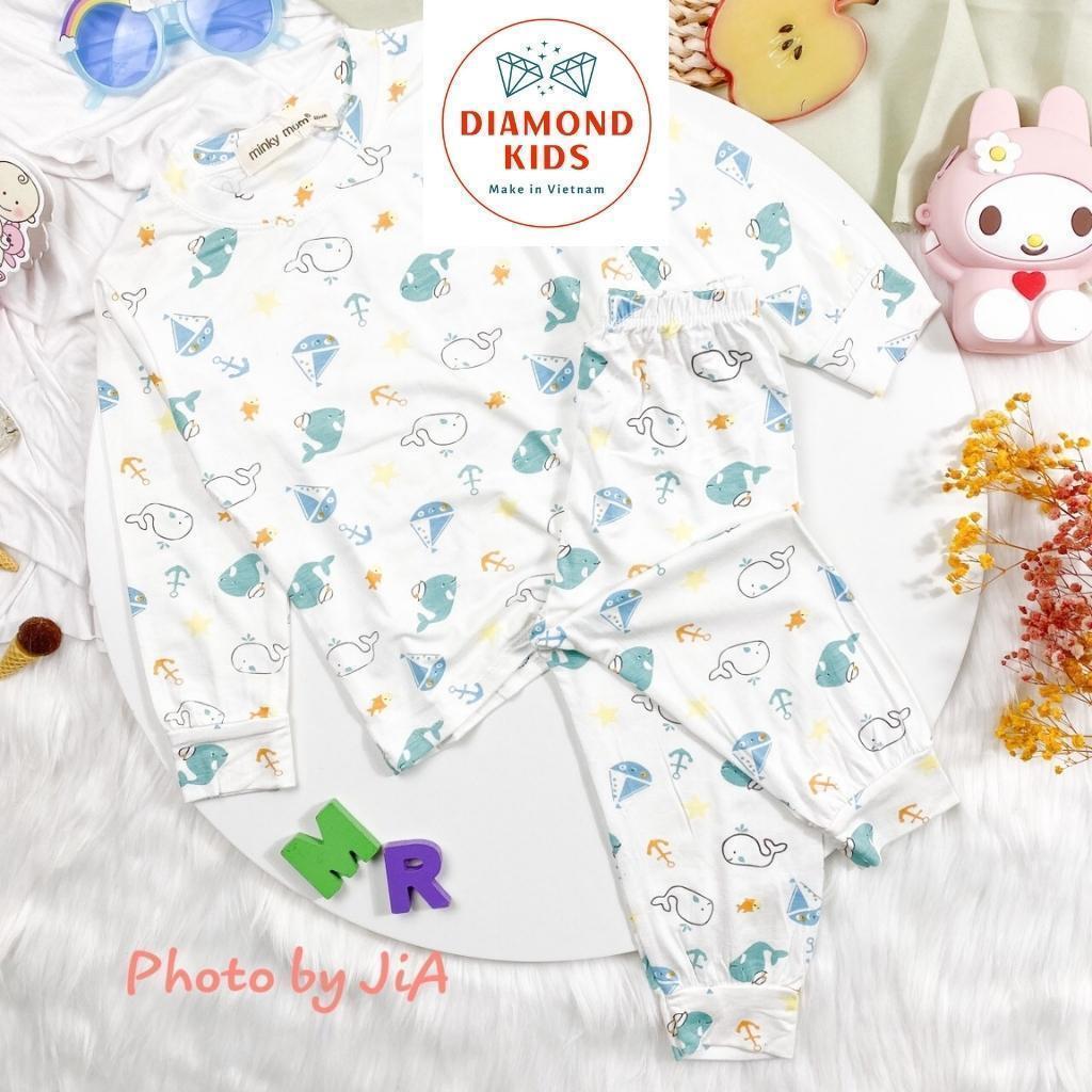 Bộ Dài Tay MINKY MOM Thun Lạnh, Quần Áo Trẻ Em Bé Trai Bé Gái In Hình Dễ Thương vải mềm mịn thoáng mát TD.1