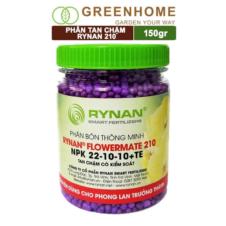 Phân tan chậm Rynan 210, chai 150gr, kích rễ, chồi, dùng cho phong lan trưởng thành |Greenhome