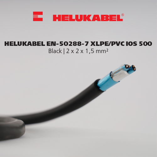 Dây cáp tín hiệu đo lường HELUKABEL EN-50288-7 XLPE/PVC IOS 500 | 2 x 2 x 1,5 mm² | Black