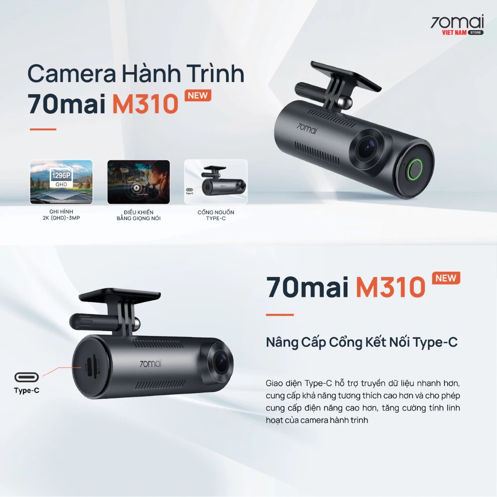 Camera hành trình Sothing 70Mai M310 Quốc tế chính hãng, ghi hình 2K QHD sắc nét, giám sát đỗ xe 24H, điều khiển bằng giọng nói- Hàng chính hãng