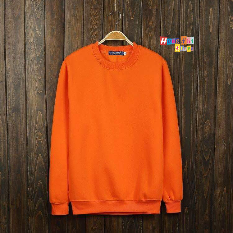 Áo Sweater Trơn Chất Nỉ Lót Bông Màu Cam - Sweater Unisex - MM