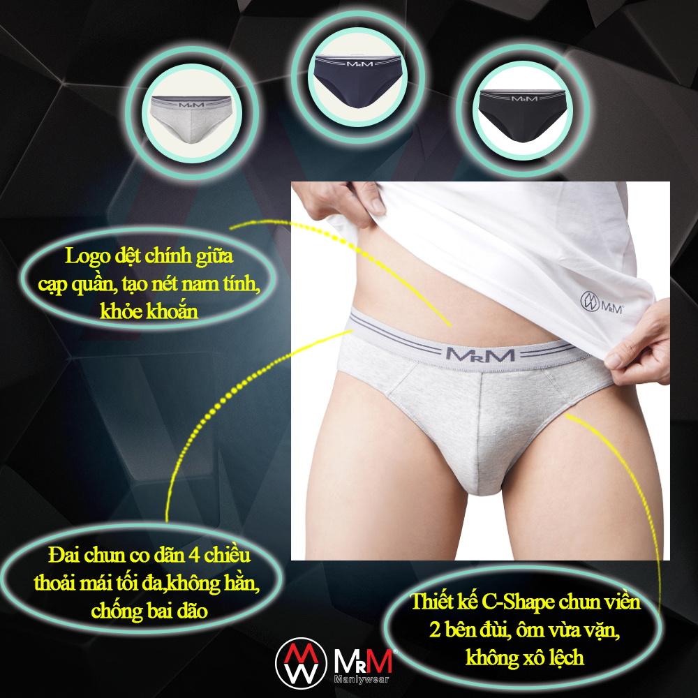 Combo 3 quần lót nam sợi cotton Organic mềm mịn thoáng mát co giãn 4 chiều MRM Manlywear