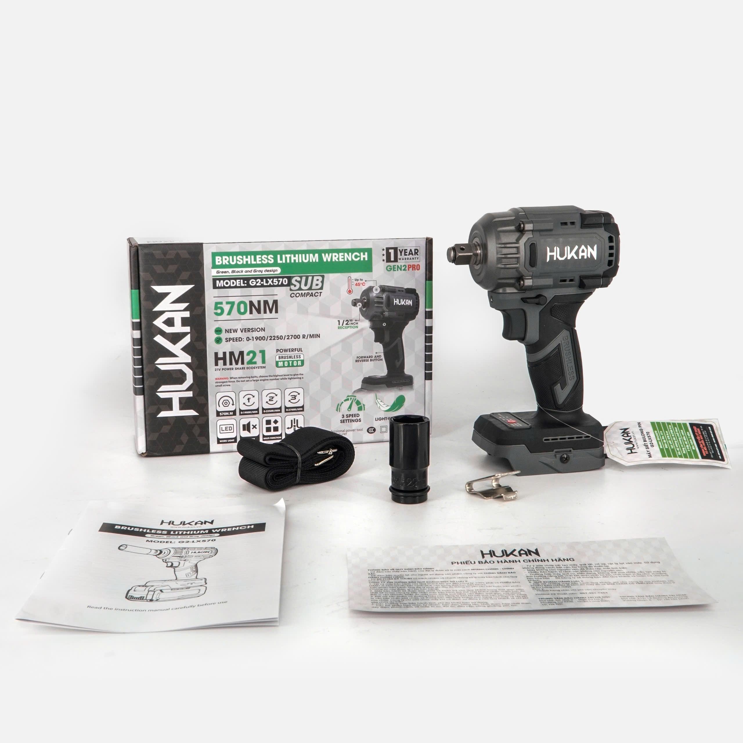 THÂN MÁY SIẾT BULONG PIN 21V BODY G2-LX570 HUKAN -HÀNG CHÍNH HÃNG