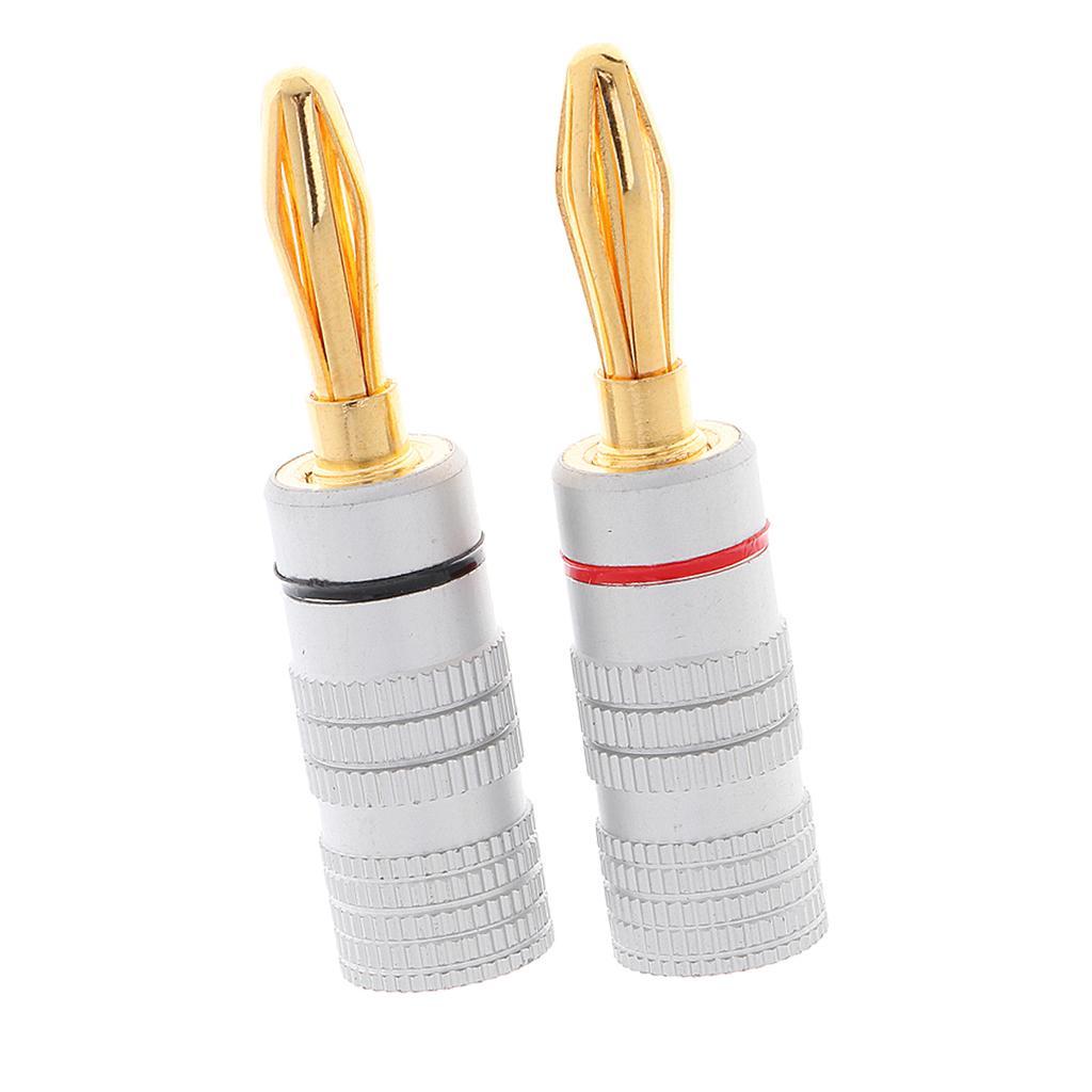 2pcs Banana Audio Jack Connector Audio Connector With 24k Double Screw Lock