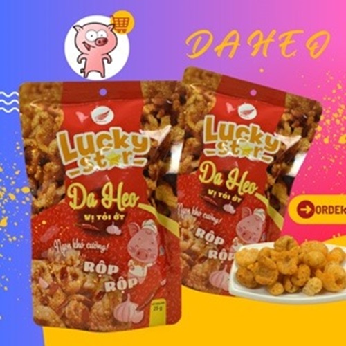 Da heo chiên giòn vị tỏi ớt Lucky Star Nông Lâm Food túi 25g