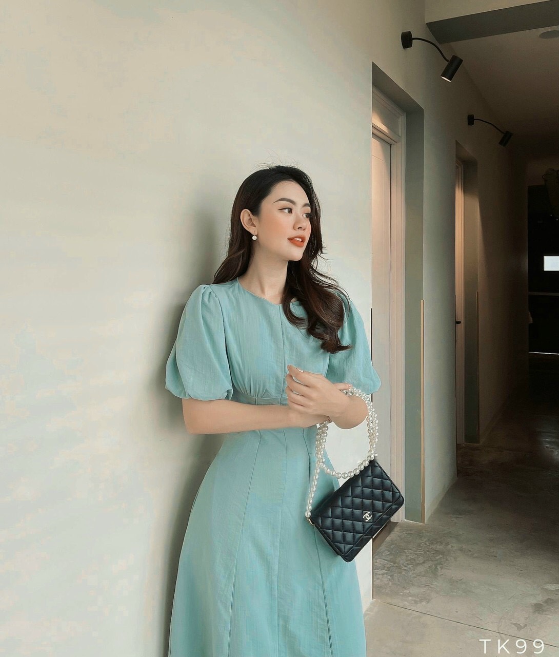 Đầm nữ tay phồng maxi tiểu thư - váy nữ thời trang