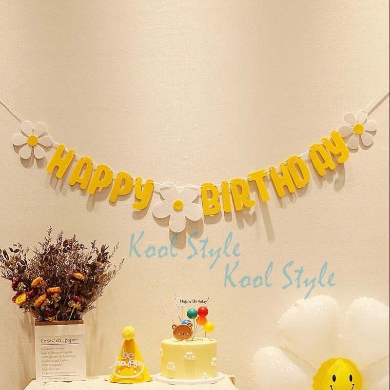 Dây Chữ Sinh Nhật Happy Birthday Hoa Cúc Vải Dạ - Kool Slyte