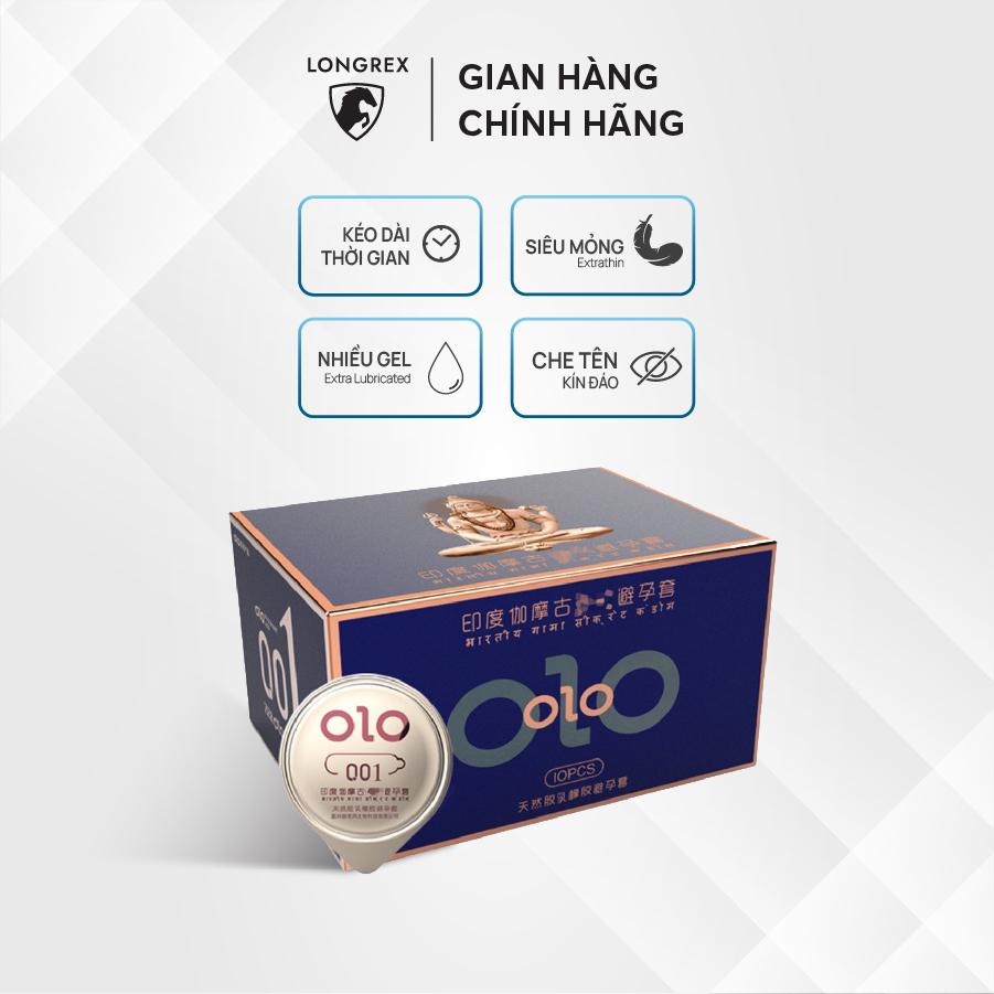 Bao cao su siêu mỏng Longrex kéo dài thời gian quan hệ mùi hương Vani nhiều gel hộp 10 bcs LR09