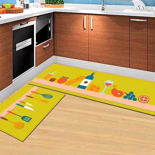 COMBO 2 Miếng Thảm Bếp 3D Chống Trơn Trượt Sàn Nhà + Thảm Lau Chân Nhà Tắm Siêu Thấm Hút - Tặng 1 móc kẹp đồ dùng trái tim