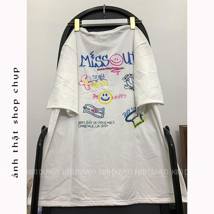 Áo Thun MisOut 2 Màu Trắng, Đen tay lỡ form rộng Unisex 38-65kg Nam Nữ
