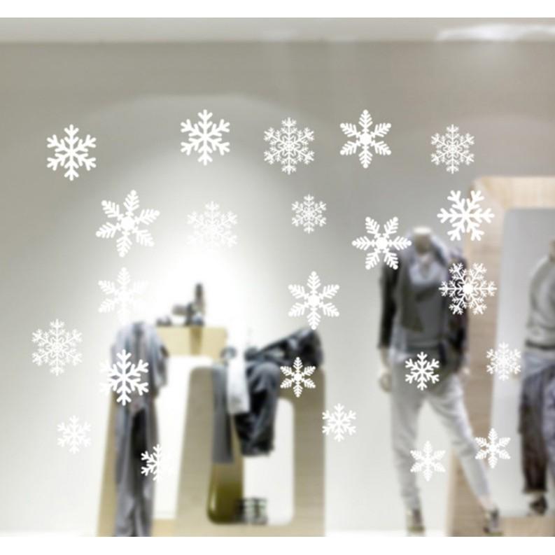 Decal trang trí noel hai mặt hít tĩnh điện không dơ kính mẫu hoa tuyết