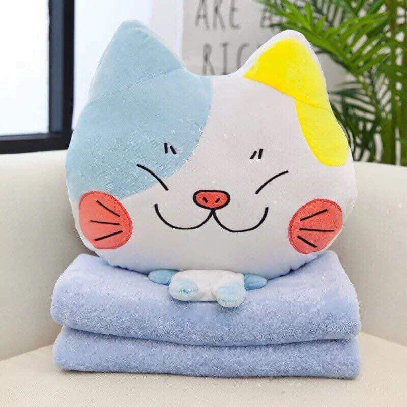 Bộ Chăn Gối Văn Phòng 3 Trong 1 Mèo Cute