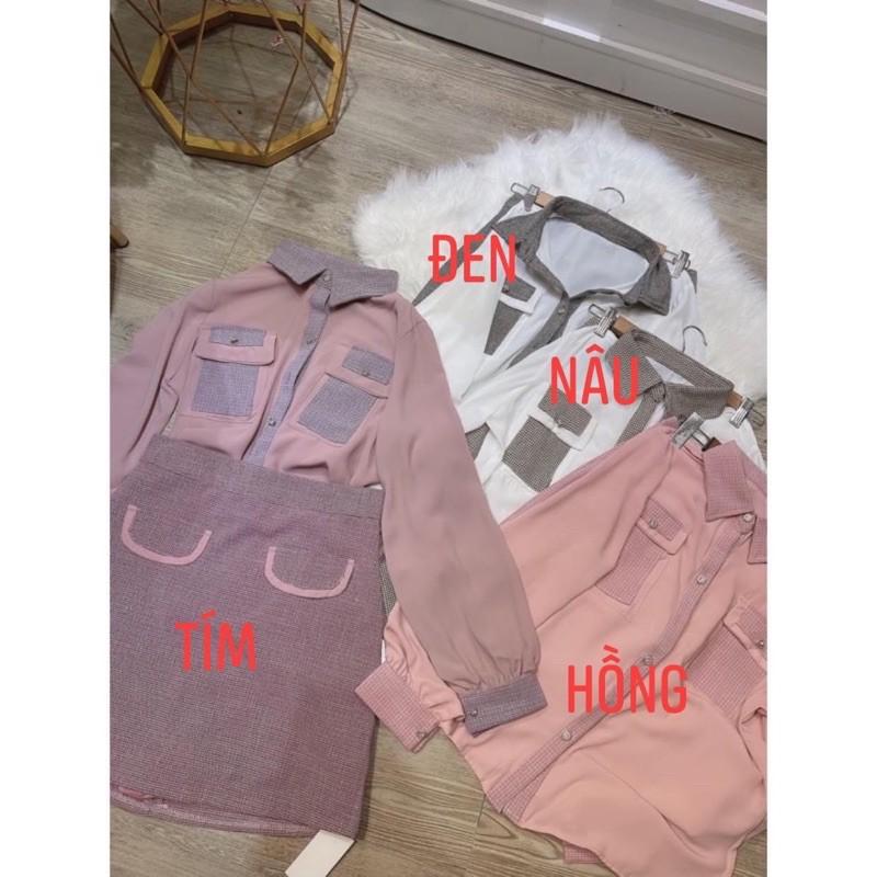 SET SƠMI CHÂN VÁY TÚI GIẢ 4 MÀU - 128 - 129 - 130