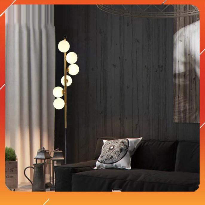 Đèn cây 6 bóng thủy tinh trắng đục - decor - đèn đứng 6 bóng - đèn phong cách Bắc Âu đơn giản dạng xoắn ốc
